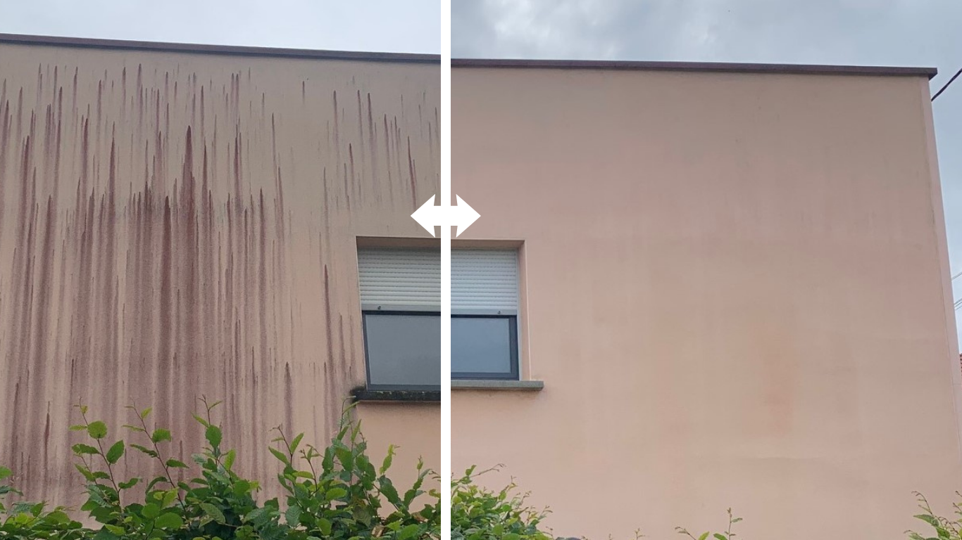 Nettoyage vapeur sur façade en enduit gratté